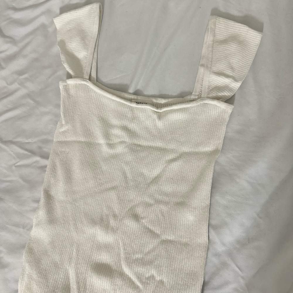 White Ribbed Tank Top